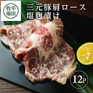 [平田牧場]日本の米育ち 三元豚 肩ロース塩麹漬け 100g×12パック
