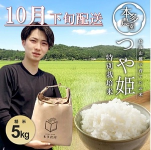 10月下旬配送/令和7年産[精米]特別栽培米 つや姫 5kg 農家直送 HO