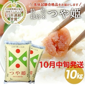 10月中旬配送/令和7年産[精米]山形県産 特別栽培米 つや姫 10kg(5kg×2袋) JS