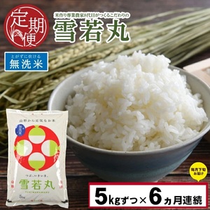 SE0192 【6回定期便】令和5年産 無洗米 雪若丸 5kg×6回(計30kg)「農家