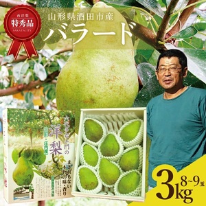 六代多右エ門 西洋梨 バラード 特秀品 約3kg(8〜9玉) 化粧箱入