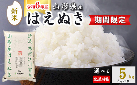 [ 2024年11月上旬] 令和6年産 はえぬき 5kg (5kg×1袋) 山形県産 007-C-JA007-2024-11J