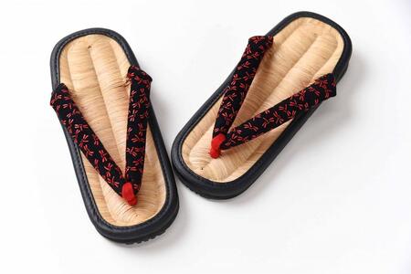 [Lサイズ]山形伝統 手編み 竹皮草履(女性用・外履き)「竹粋-CHIKUSUI-赤とんぼ」 024-H-KZ012-L