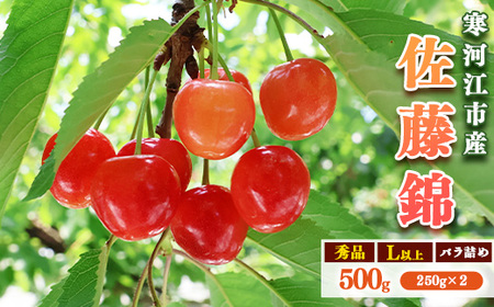 令和8年産 さくらんぼ「 佐藤錦 」500g (250g×2パック) 秀品 Lサイズ以上 2026年産 山形県産 [2026年6月上旬頃〜下旬頃発送予定]※配送不可 沖縄・離島