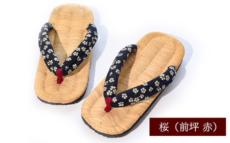 竹皮草履・和 -NAGOMI- 桜[鼻緒(前坪)]赤・Mサイズ(23.0〜24.5cm)室内用 013-H-KZ004-R-M