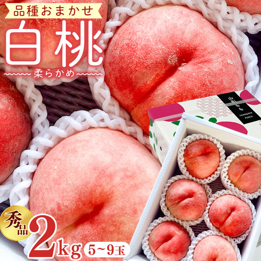 [先行予約]令和8年産 白桃 柔らかめの桃 秀品 2kg ( 5玉 - 9玉 ) 品種おまかせ 山形県産[2026年8月上旬頃から下旬頃発送予定]※配送不可 沖縄・離島