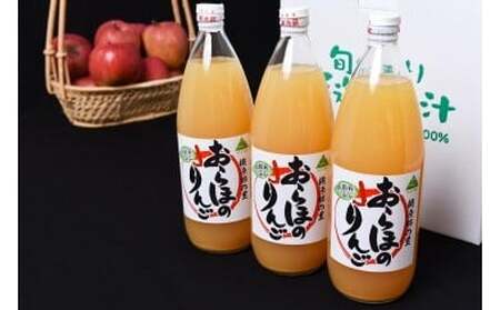 ストレート果汁100% りんごジュース 1L×3本セット(非濃縮還元)「おらほのりんごジュース」
