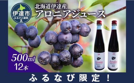 [ふるなび限定]北海道 伊達 大滝産 アロニア ジュース 500ml 12本 果汁 果実飲料 飲料 飲み物 フルーツ スーパーフード ポリフェノール FN-Limited