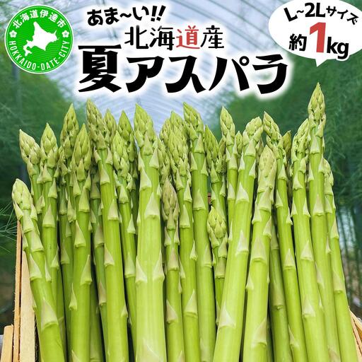 ＜先行予約＞あまーい！北海道産夏アスパラ(A品) 1kg【ffk-003】