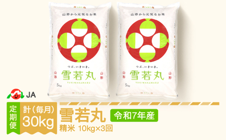 米 雪若丸 毎月定期便 10kg×3回 精米 令和7年産 2025年産 ja-ywxxa10_tm