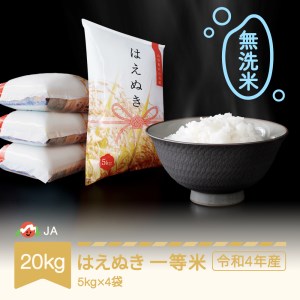 米 はえぬき 20kg 2022年産 令和4年産 無洗米 ※沖縄・離島への配送不可 ja-hamxb20
