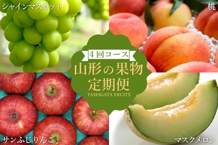 [2025年8月〜12月発送][定期便4回]山形旬の果物4選(メロン/桃/シャインマスカット/りんご)_H242(R7)
