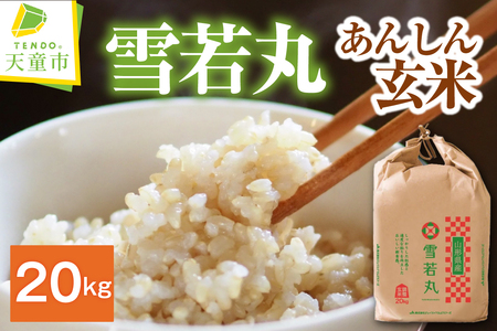 [2026年1月上旬発送]令和7年産 [ あんしん玄米 ] 雪若丸 20kg 米 玄米 山形 07-01-187-01A