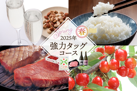 [定期便4回]強力タッグコース春季分(2025年5月スタート) さくらんぼ 山形牛ステーキ つや姫 酒 hi999-026-1