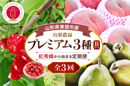 [2026年 3回定期便]山形農縁プレミアム3種B 〜さくらんぼ紅秀峰から始まる〜 千笑花夢提供 山形県 東根市 hi082-065b サクランボ さくらんぼ 紅秀峰 フルーツ 果物 くだもの クダモノ もも 桃 白桃 ピーチ 品種お任せ ラフランス 梨 西洋梨 洋ナシ 定期便 2026年産 令和8年 セット コース