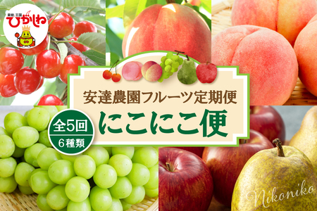 [2026年 5回定期便]安達農園フルーツ定期便 にこにこ便 安達農園提供 山形県 東根市 hi037-012(サクランボ さくらんぼ 佐藤錦 フルーツ 果物 くだもの クダモノ もも 桃 白桃 ピーチ 品種お任せ ぶどう シャインマスカット ラフランス 梨 西洋梨 洋ナシ りんご 林檎 アップル 2026年産 令和8年 セット コース 先行予約 人気 ふるさと納税 ヤマガタケン やまがたけん ヒガシネシ ひがしねし)