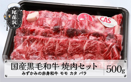 焼肉セット 500g モモ カタ バラ みずかみの赤身和牛 国産黒毛和牛 スキンパック包装 山形県 尾花沢市 牛肉 お肉 国産 国産牛 赤身 赤身和牛 ヘルシー 焼肉 00724A