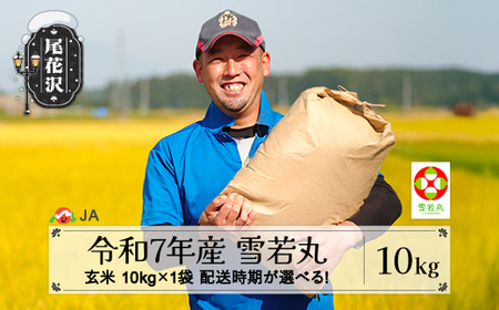 令和7年産 新米 玄米 雪若丸 10kg 配送時期選べる 12月上旬~3月下旬発送 2025年産 米 お米 国産 山形県 尾花沢市 ja-ywgxa10