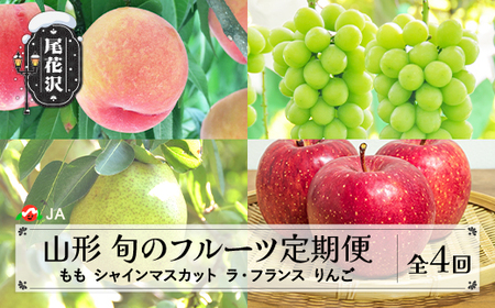 先行予約 全4回 フルーツ定期便 もも シャインマスカット ラ・フランス りんご 令和8年産 ja-ft4hx-b