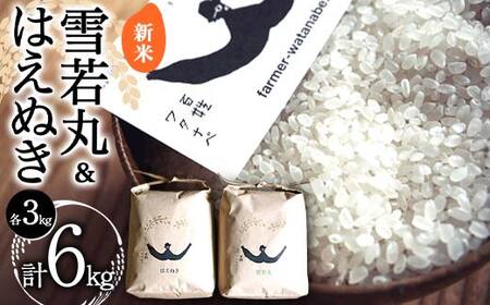 [令和7年産 新米 先行予約] 特別栽培米 雪若丸 & はえぬき 各3kg (計6kg) [令和7年10月上旬〜発送] 『最上園』 米 白米 ご飯 農家直送 山形県 南陽市 [1683-R7]