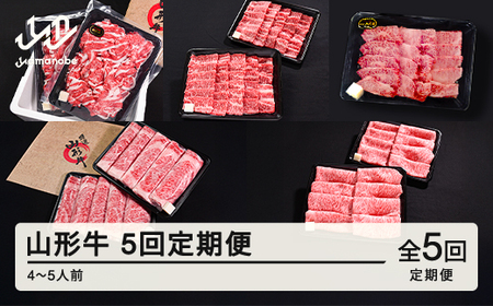 山形牛 5回 定期便 4~5人前 すき焼き 焼肉 肩ロース バラ切り落とし カルビ モモ tf-tkyhx2460