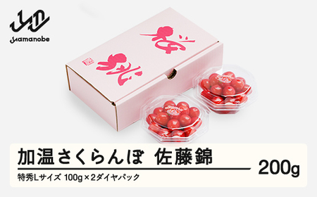 [先行予約]加温 さくらんぼ 佐藤錦 特秀Lサイズ 200g (100gx2) 5月上旬~5月下旬頃発送 プレゼント ギフト ダイヤパック 令和8年産 2026年産 ハウス ハウス栽培 山形県産 ns-sntdp200