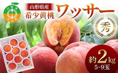 山形県産 希少黄桃ワッサー 約2kg 5～9玉 秀 桃 もも フルーツ 黄色 F4A-0922