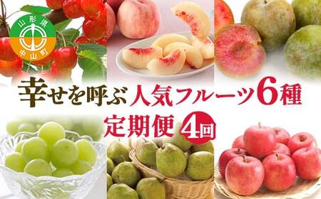 [2026年 先行予約]4回定期便 幸せを呼ぶ人気フルーツ6種便 さくらんぼ 桃 シャインマスカット ラ・フランス りんご 果物 くだもの 山形県 中山町