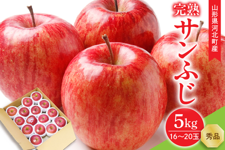 [令和7年産]サンふじりんご 完熟 5kg(約16〜20玉) ギフトBOX入り 山形県河北町産[山形eLab]ka074-014