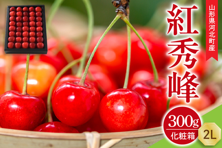 [令和8年産]さくらんぼ 紅秀峰 300g 2L玉 手詰め 特秀品 化粧箱入 山形県河北町産 [山形eLab]