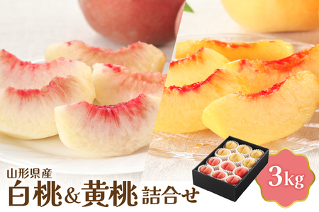 [令和8年産]白桃&黄桃詰め合わせ 3kg [JAさがえ西村山] 山形県 河北町 詰め合わせ 食べ比べ 人気 桃 白桃 黄桃 ka008-112e