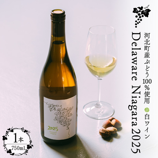 [河北町産ぶどう100%使用]Delaware Niagara2025(750ml×1本)[かほくらし社] ka019-313j-2025