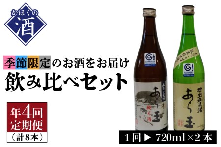 山形の酒[年間定期便]季節を楽しむ「春夏秋冬」飲み比べセット(720ml×2本)×4回 (お酒 酒 やまがた かほく ギフト 贈答 お取り寄せ 送料無料)