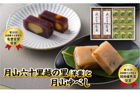 FYN6-159 [菓子舗わかつき]月山六十里越の里(羊羹)と月山ゆべし詰合せ 栗羊羹 くるみ羊羹 山形県 西川町 全国菓子大博覧会受賞 山形県 西川町