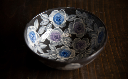 [陶器]バラ文鉢