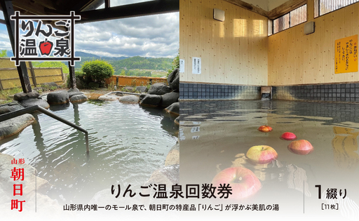 山形県 朝日町「りんご温泉」入浴回数券(11回分) 温泉 モール温泉 送料無料