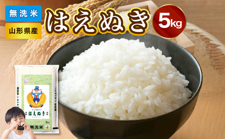 [令和6年度産米]新米 山形県産 無洗米 はえぬき 5kg[山形県産 BG精米製法][2024年度産米] 036-001