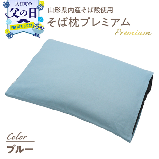 【父の日ギフト】《6月21日お届け》県内産そば殻使用 そば枕プレミアム ブルー 055-001-BL-C