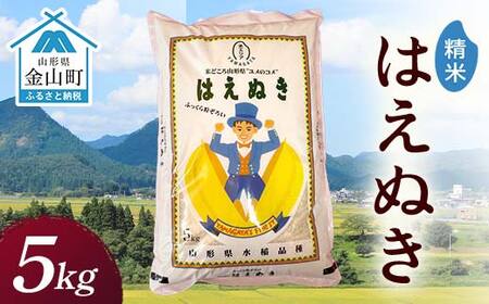 令和7年産 金山産米 はえぬき [精米]5kg 米 お米 白米 ご飯 精米 ブランド米 送料無料 東北 山形 金山町