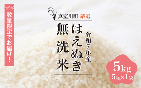 [数量限定] 令和7年産 はえぬき [無洗米] 5kg (5kg×1袋) 山形県真室川町 