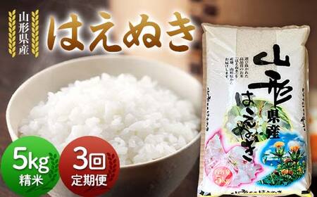 [定期便3回]令和7年度 山形県産 はえぬき 5kg×3回 合計15kg 精米 白米 お米 米 新米 ご飯 ごはん ブランド 銘柄米 2025年産 令和7年度産 家庭用 自宅用 贈答 お取り寄せ 食品 定期便 頒布会 毎月届く 山形県 戸沢村