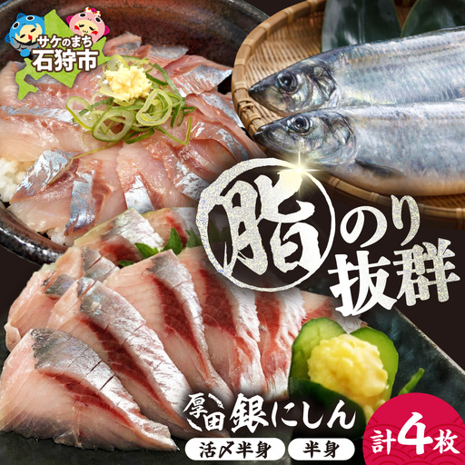 厚田銀にしん(刺身用)4枚入|にしん 鰊 刺身 北海道 石狩市