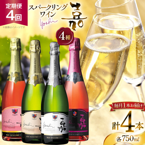 ワイン 嘉 スパークリングワイン 750ml 1本 4回 定期便 総計4本 [高畠ワイナリー 山形県 高畠町 tk06ays730123]