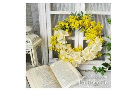 フラワーリース ミモザ リース 1個 [La.Rose Fleur 山形県 高畠町 tk06ayt140026] 花 はな 造花 フラワー アレンジメント インテリア 飾付 ハンドメイド