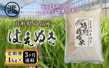 [定期便]令和6年産 山形県高畠産はえぬき4kg(2kg×2)3回 F21B-194