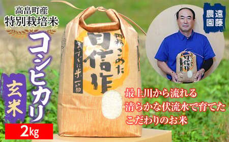 [遠藤農園]令和6年度 山形県高畠町産 特別栽培米 コシヒカリ 玄米 2kg (1袋) 米 お米 おこめ ごはん ブランド米 産地直送 農家直送 F21B-165