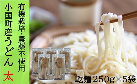 農薬不使用小国産南部小麦使用のおうどん(太)250g×5束