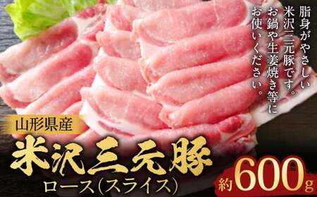 [指定日必須] 米沢三元豚 ロース (スライス) 約600g 豚肉 ブランド肉 肩ロース