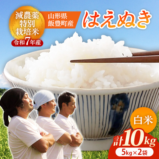 [R7年産米]はえぬき 白米 10kg(5kg×2) - 米 ごはん 山形県 飯豊町