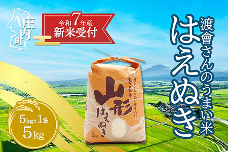 [新米受付 10月発送]R7年産 渡會さんのうまい米!はえぬき5kg(入金期限:2025.9.15)